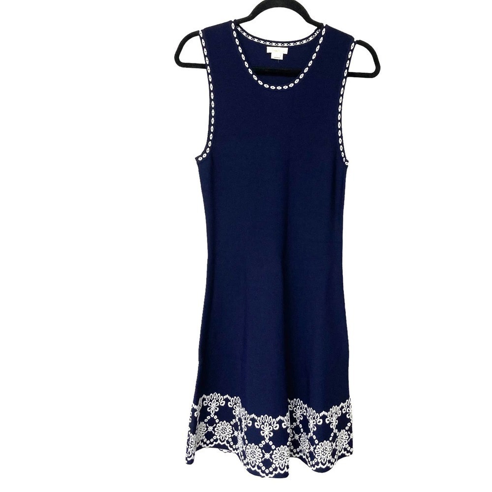 shoshana solid knit sleeveless sheath dress